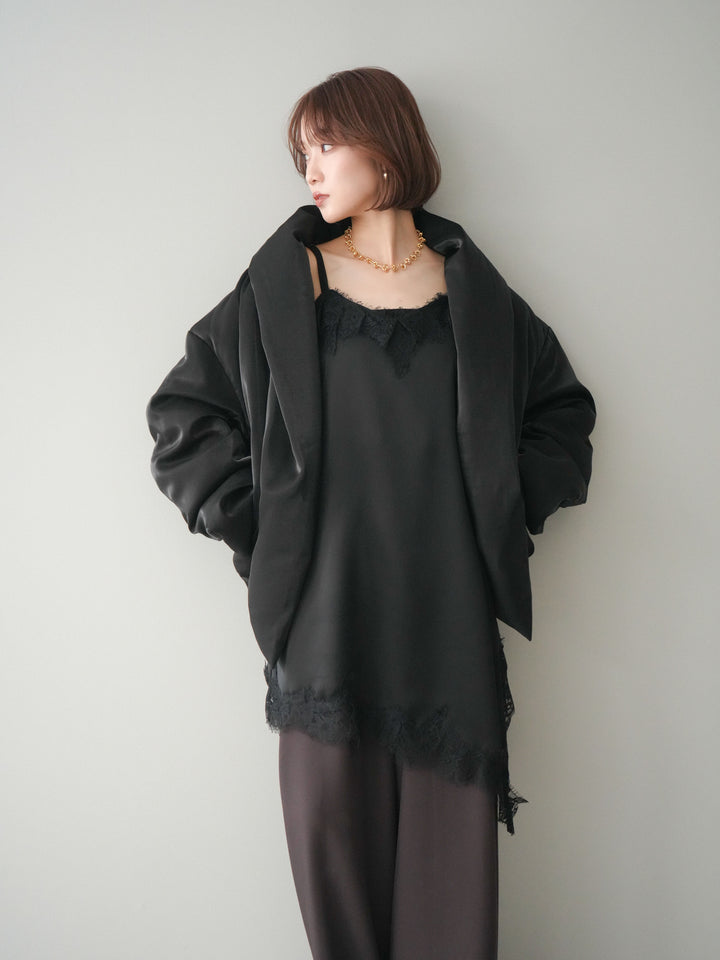 [20%オフ]シャイニーアシンメトリーダウンジャケット/black