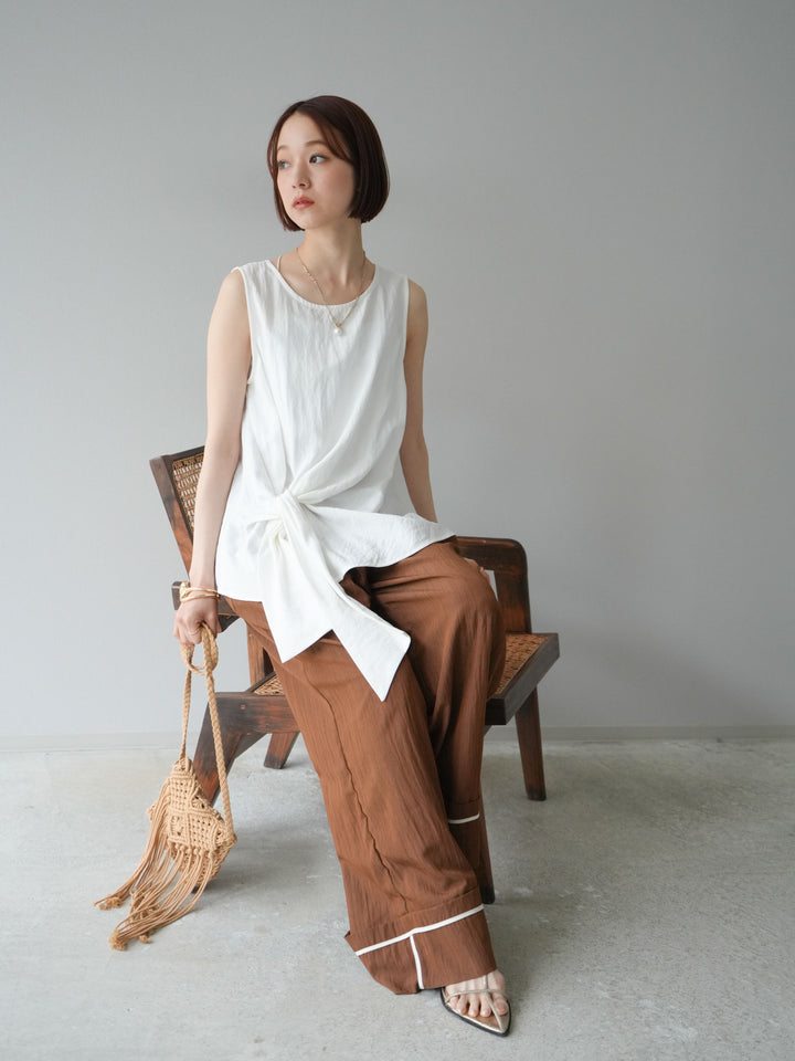 [予約]フロント巻きノースリーブブラウス/ホワイト