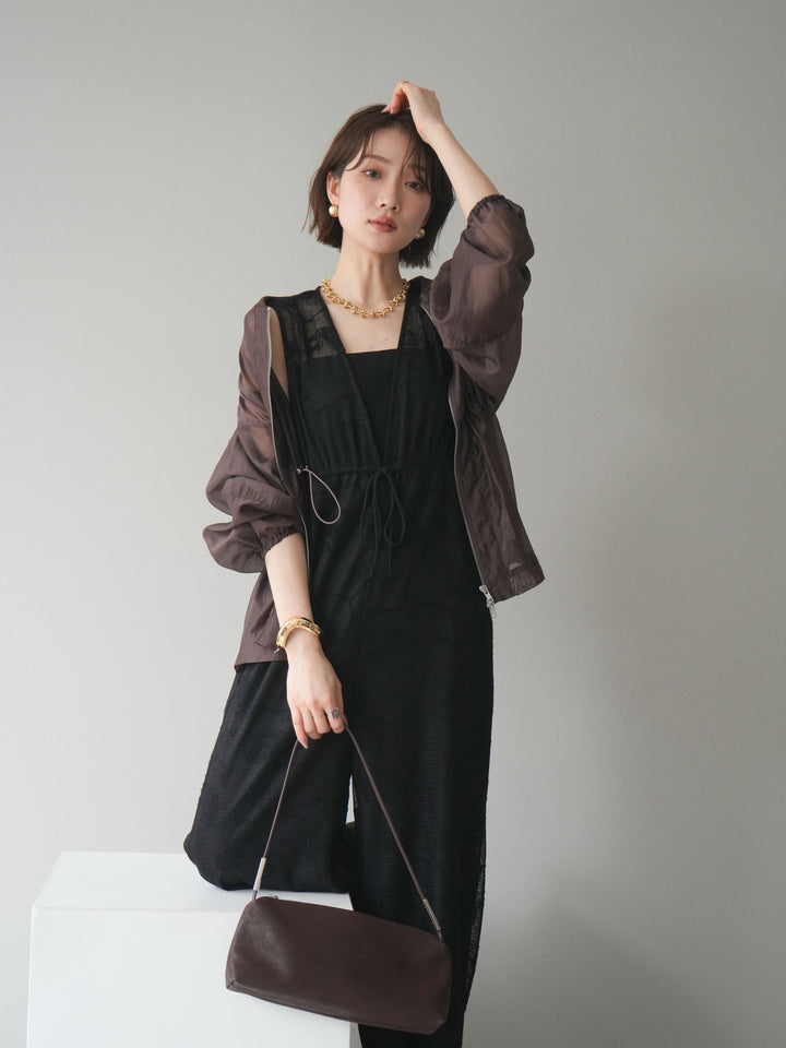 [SET]レース刺繍サロペット+ドロストシアーブルゾン(2set)