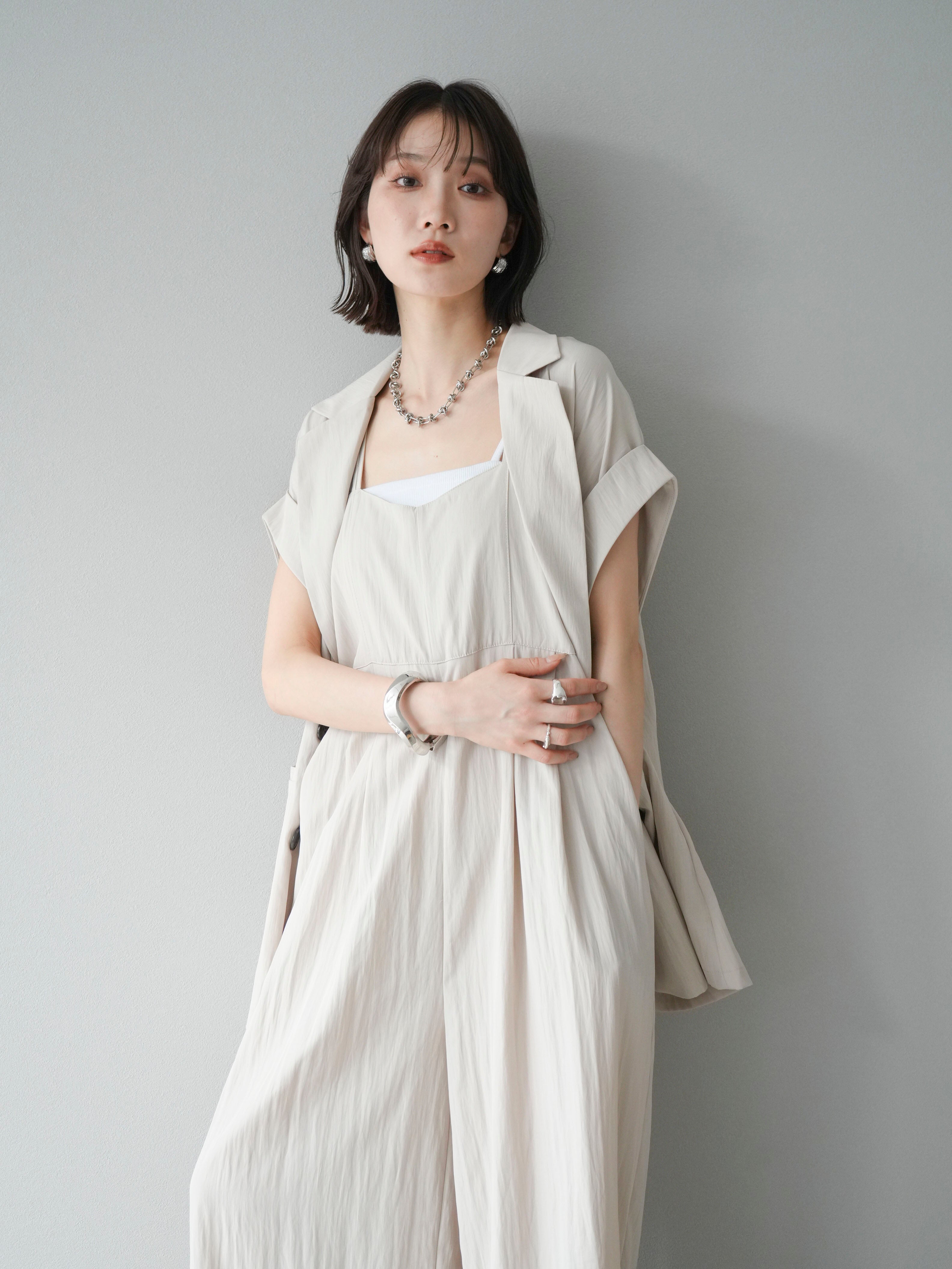 SET]リネンライクビスチェデザインサロペット+リネンライク