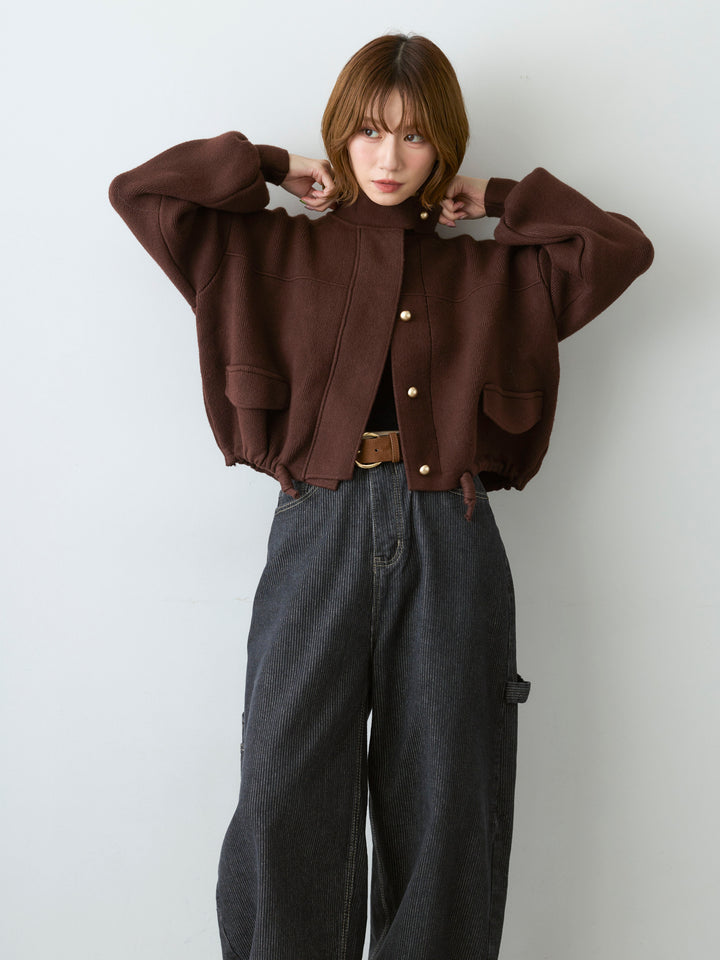 [SET]ゴールドボタンニットショートジャケット+選べるアクセセット(2set)