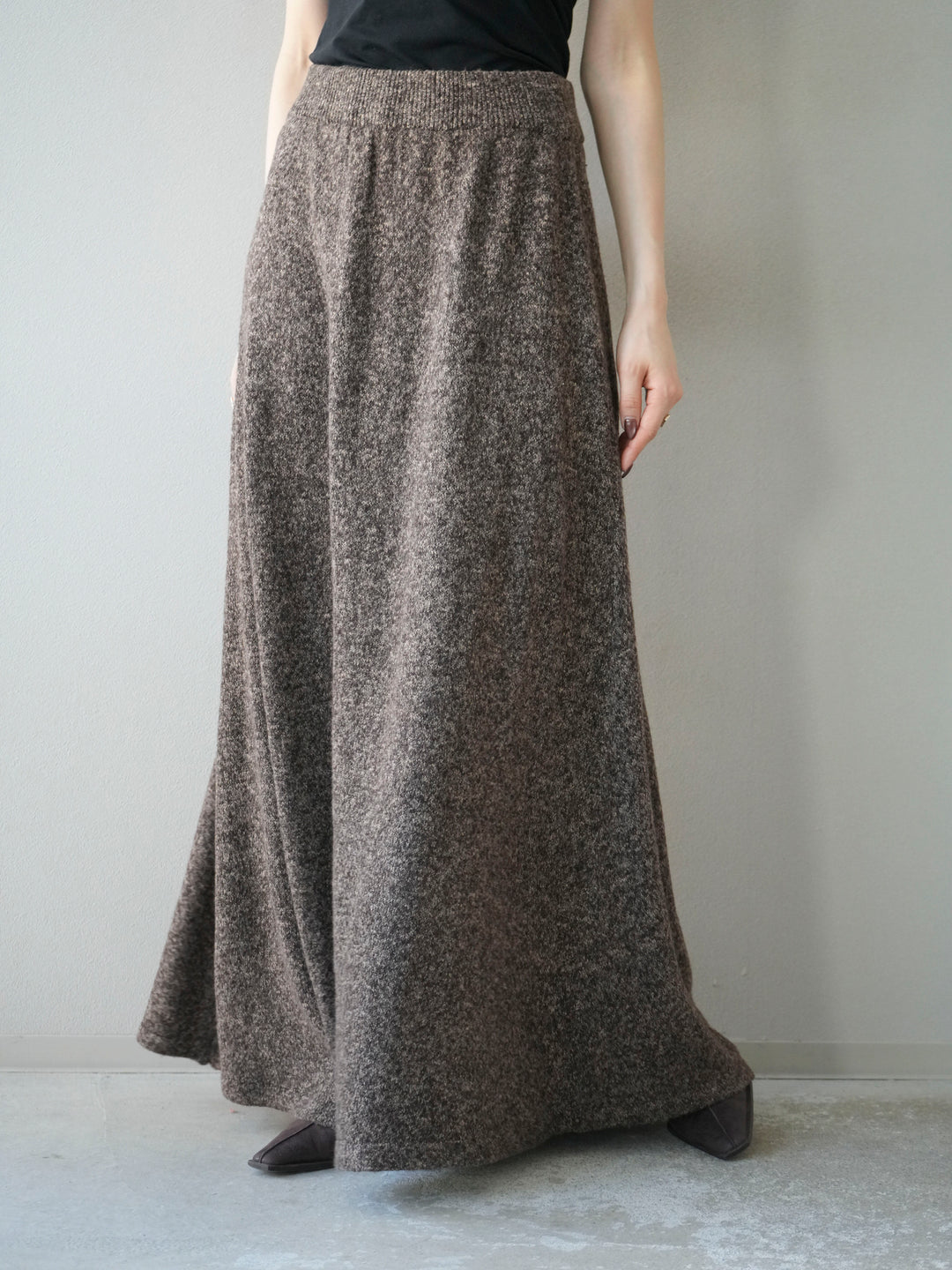 [予約]ミックスヤーンニットスカート/ブラウン