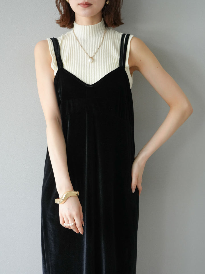 [予約]ベロアビスチェキャミワンピース/ブラック