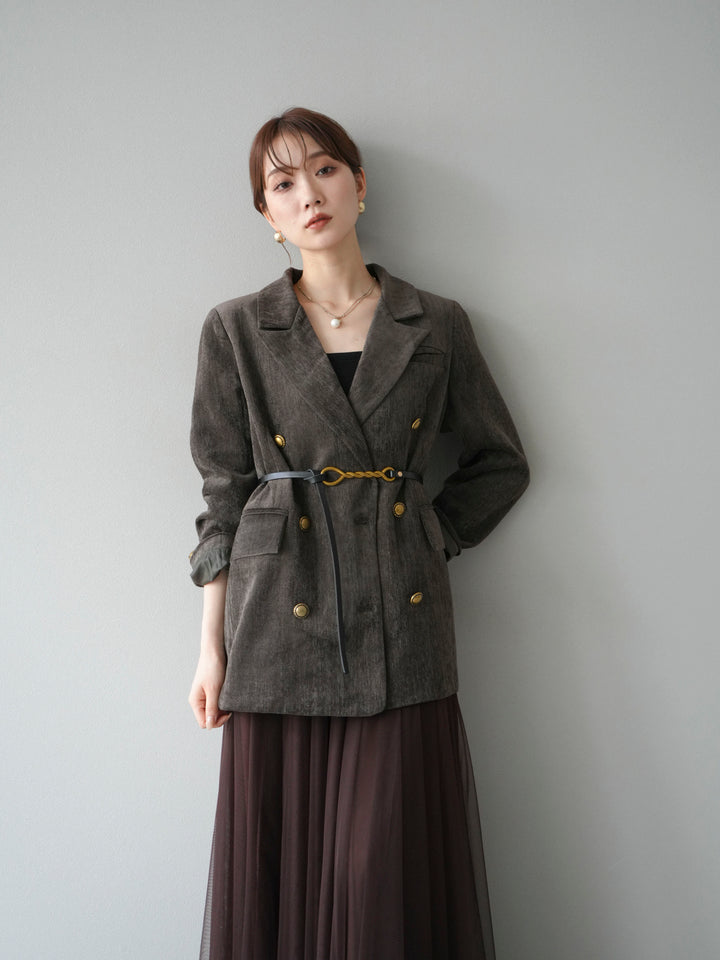 [SET]ベロアダブルジャケット+チュールボリュームスカート(2set)