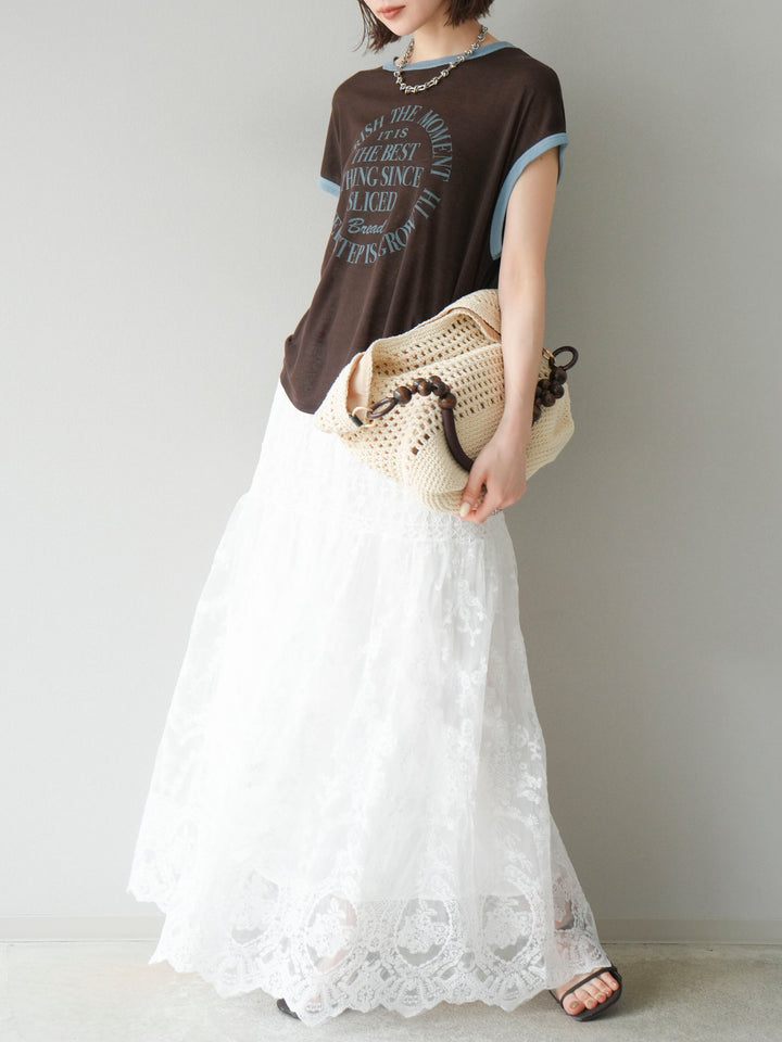 [予約]レースフレアスカート/ホワイト