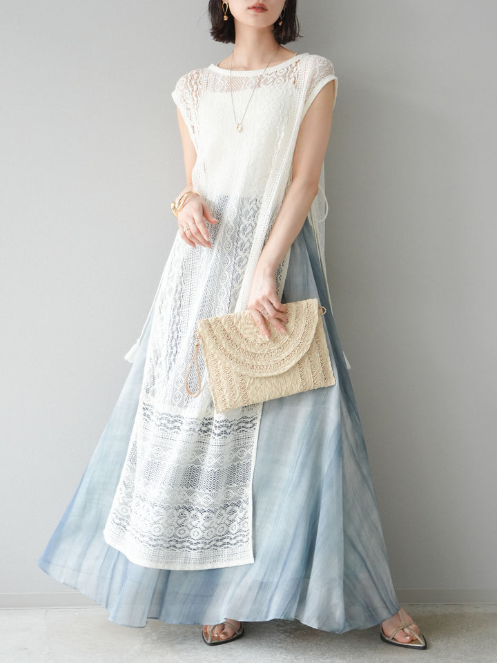 【預購】Nuance 透視喇叭裙/綠色