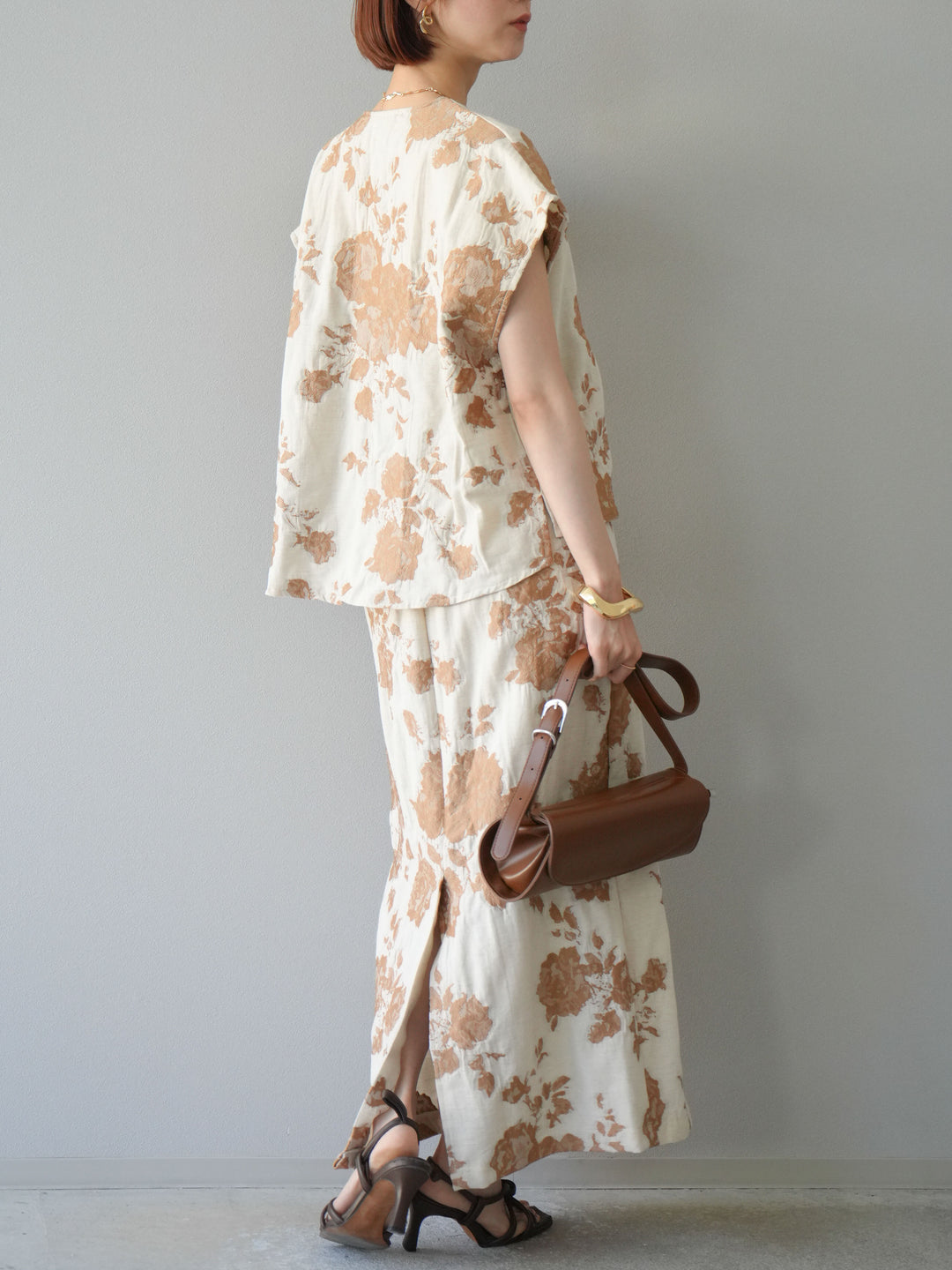 [予約]ジャガードIラインスカート/ベージュ