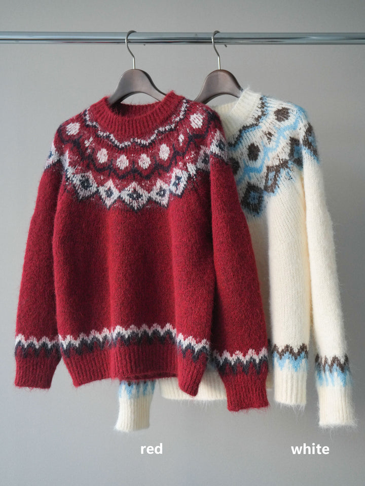 [SET]ソフトタッチ求心柄ニットプルオーバー+ソフトタッチ求心柄ニットプルオーバー(2set)