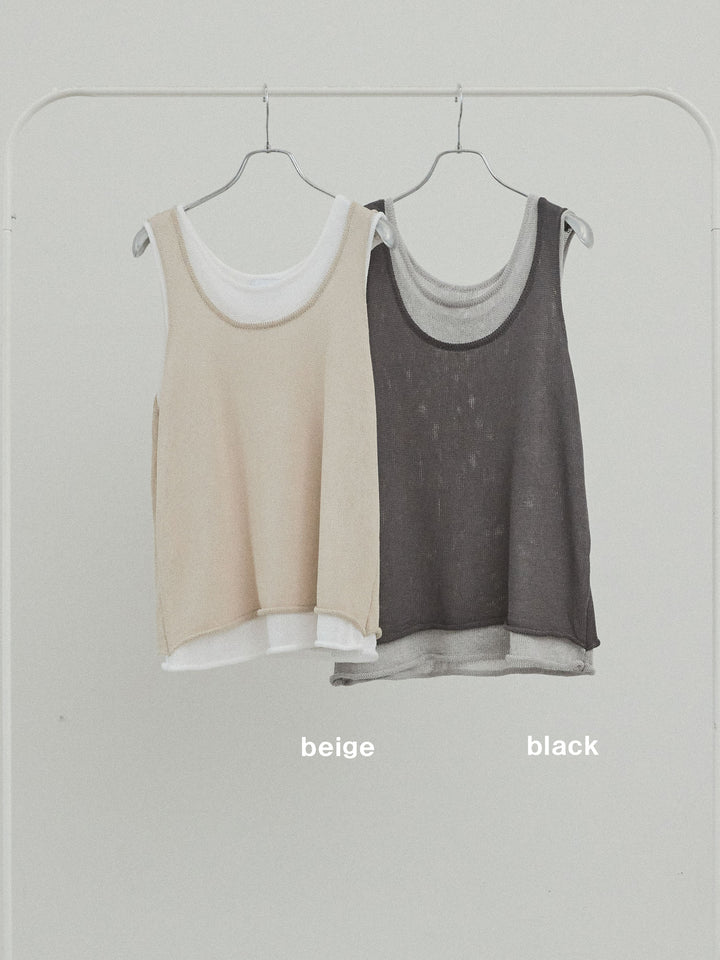 [SET]バイカラーレイヤードニットタンクトップ+バイカラーレイヤードニットタンクトップ(2set)