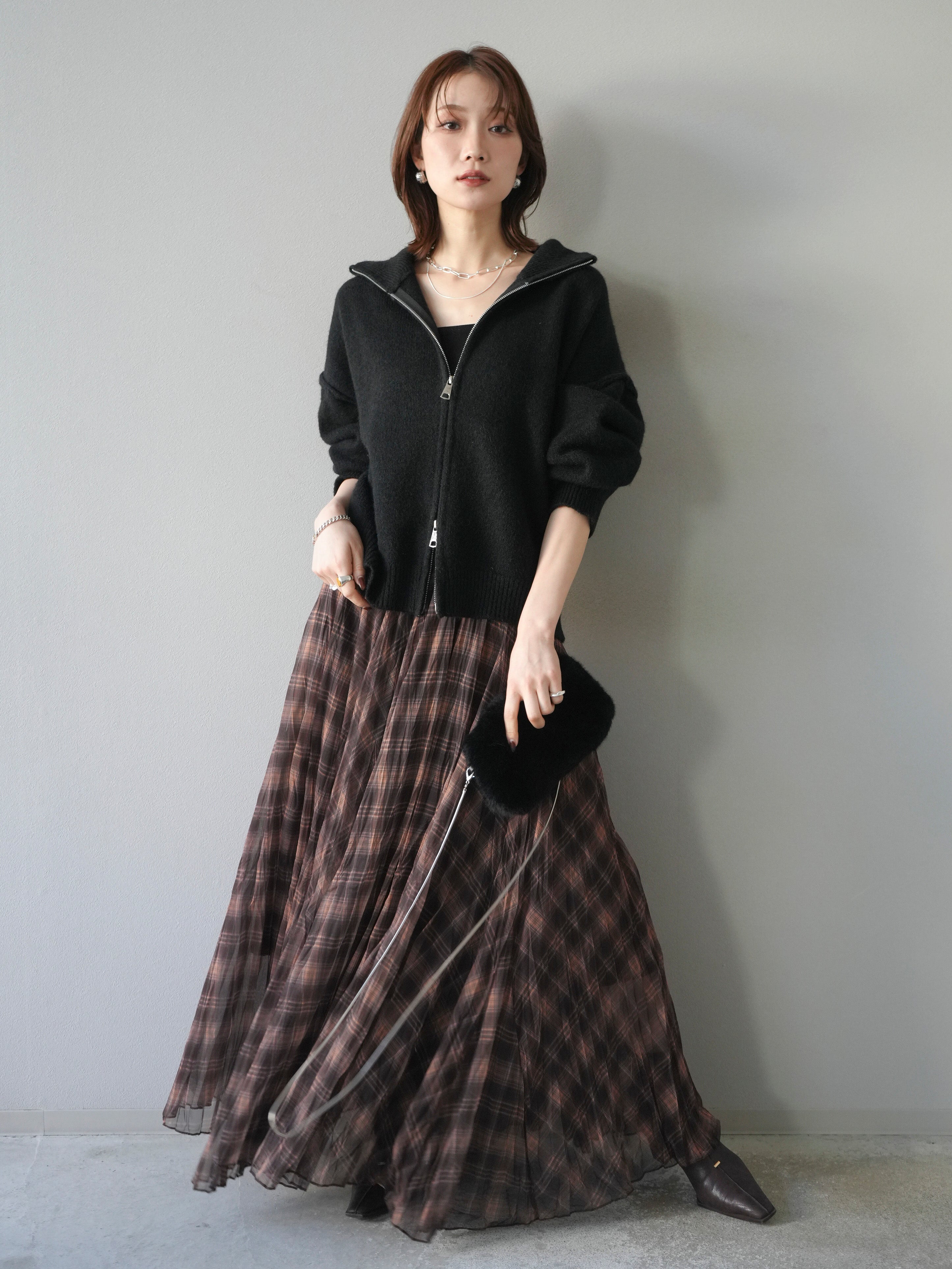 ルネ ダブルジップ カーディガン 34 ブラック セール】 ダブルジップクルーネックカーディガン《2025spring