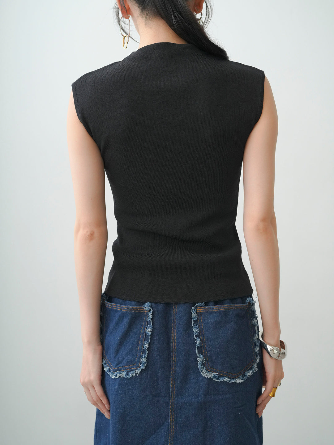 [予約]ビッグフラワーフレンチニットトップス/black