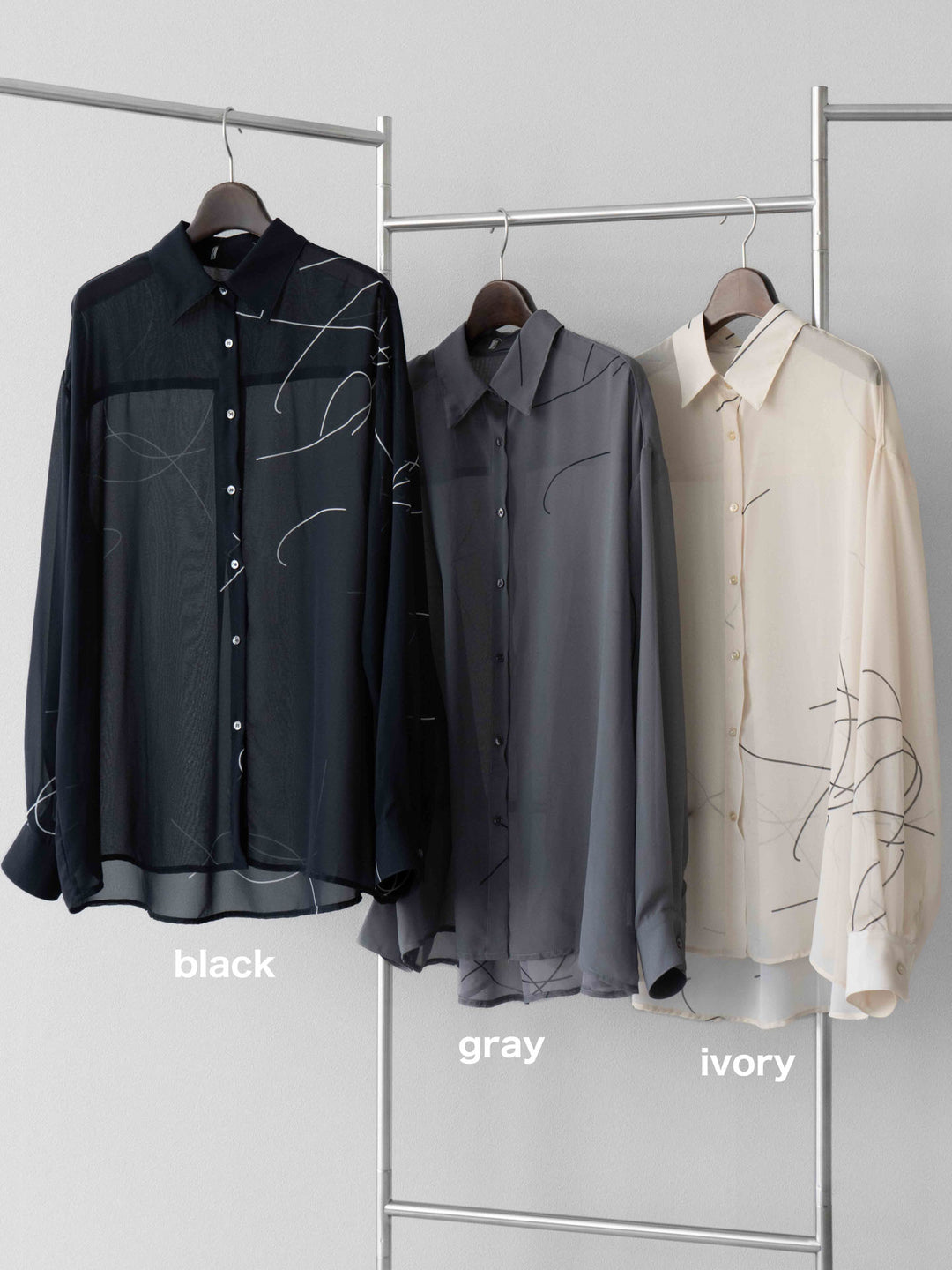 [SET]ペンタッチシフォンキャミワンピース+ペンタッチシフォンシャツ(2set)