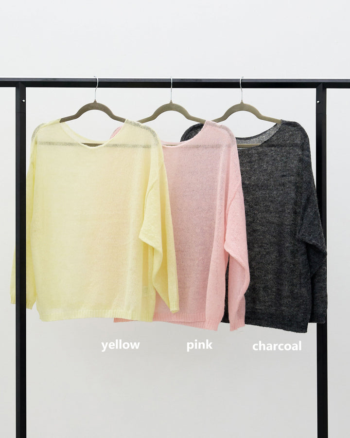 【Allure】[SET]スカーフ付ステンカラーミディアムコート+モヘアタッチ透かし編みボートネックニットプルオーバー+アシンメトリーサテンレースキャミソール(3set)