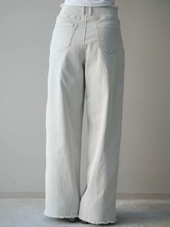 [予約]センターステッチストレッチカットオフデニムパンツ/gray