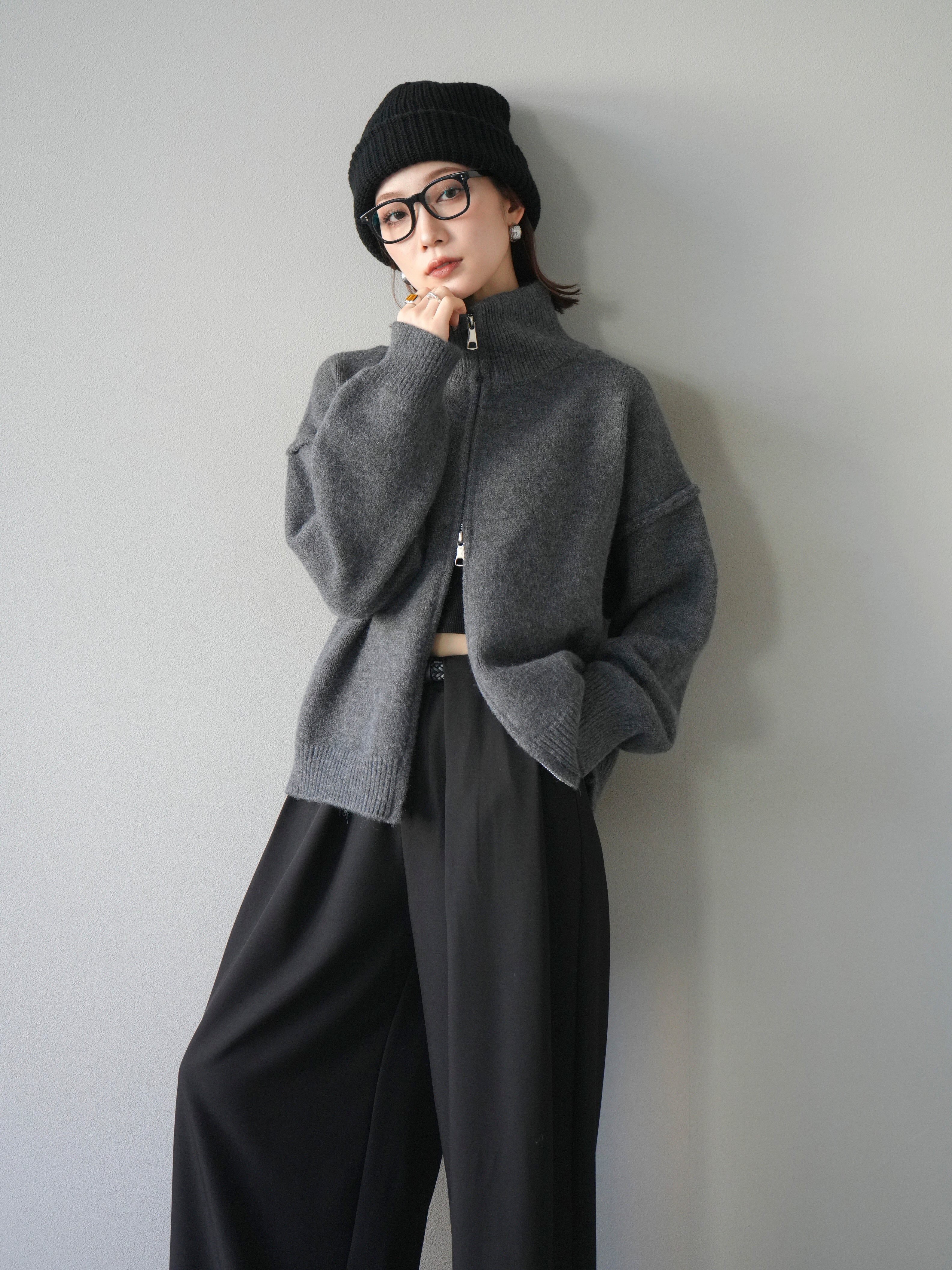 Damir Doma 変形ニット 予約]スタンドネックダブルZIPニットカーディガン/darkgray – Lumier