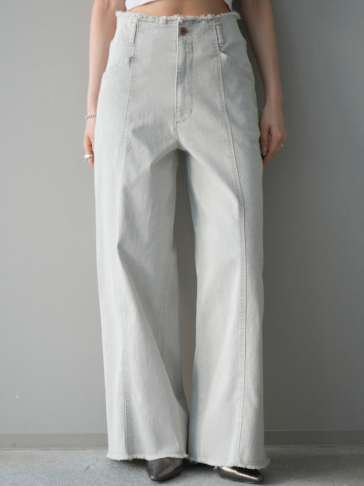 [予約]センターステッチストレッチカットオフデニムパンツ/gray