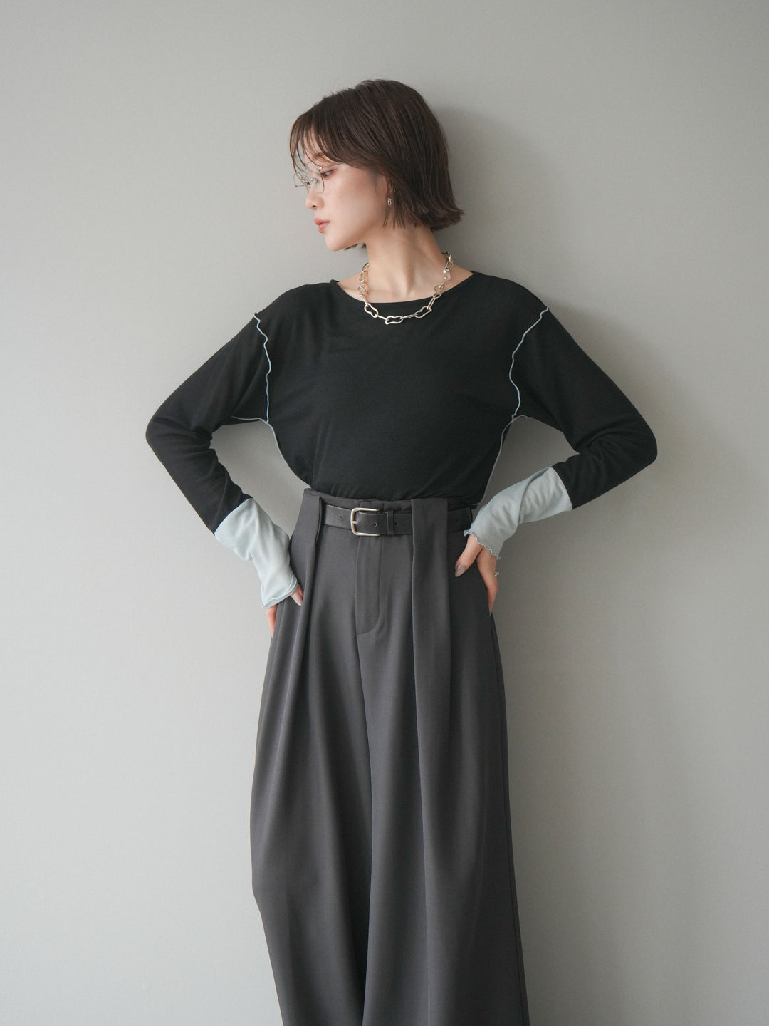 [SET]配色メロウトップス+配色メロウトップス(2set)