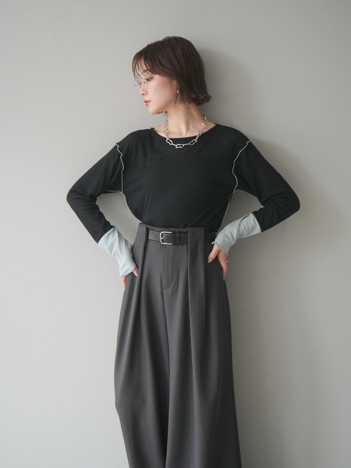 [SET]配色メロウトップス+配色メロウトップス(2set)