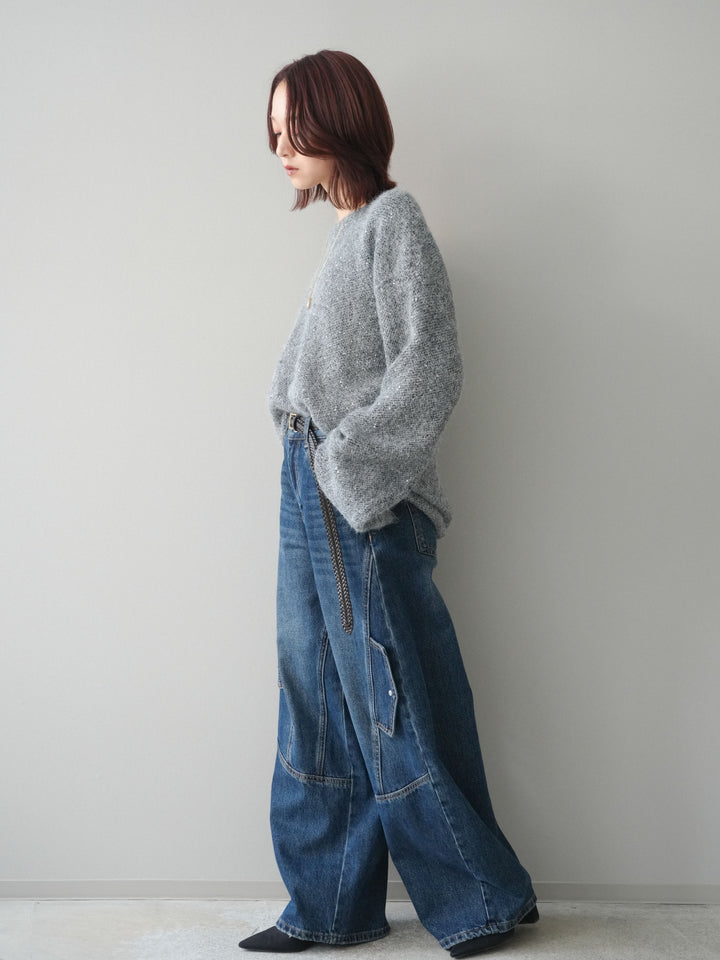 [予約]カーゴデザインコクーンデニムパンツ/navy