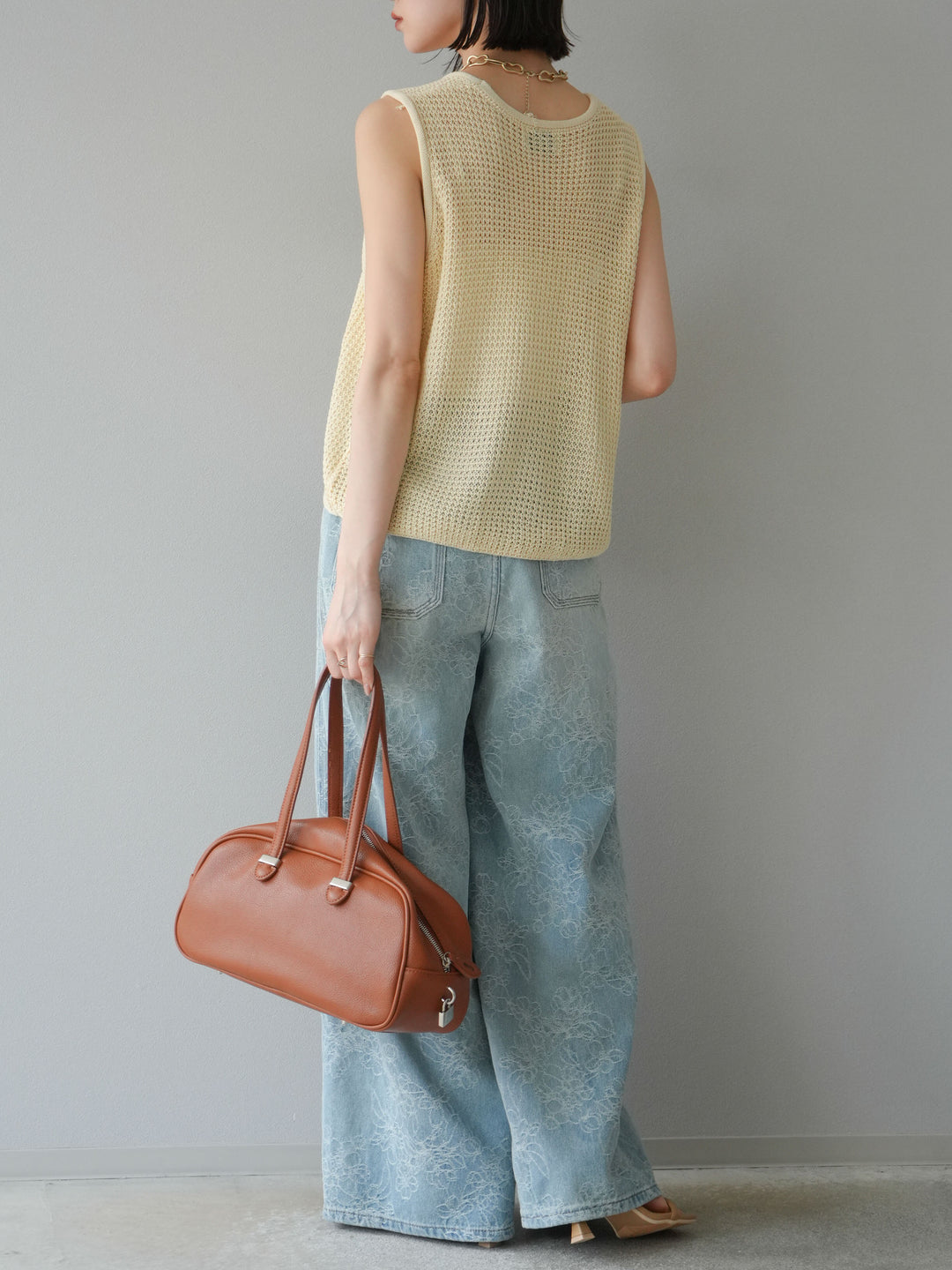 【預購】花提花牛仔寬褲/藍