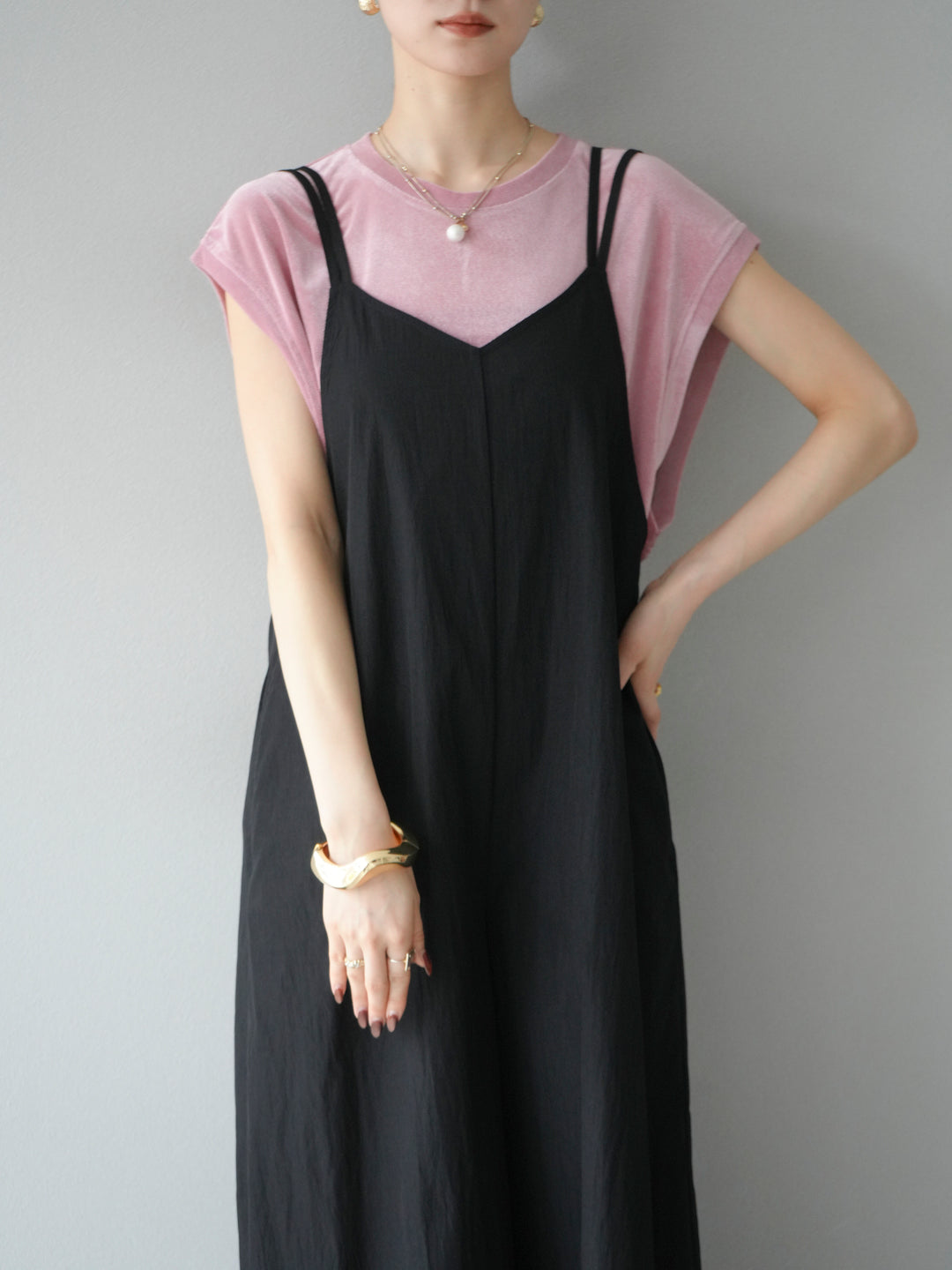 [予約]シアーフロッキーベロアルーズノースリーブTシャツ/ピンク