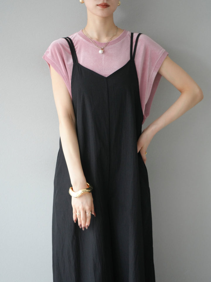 [予約]シアーフロッキーベロアルーズノースリーブTシャツ/ピンク