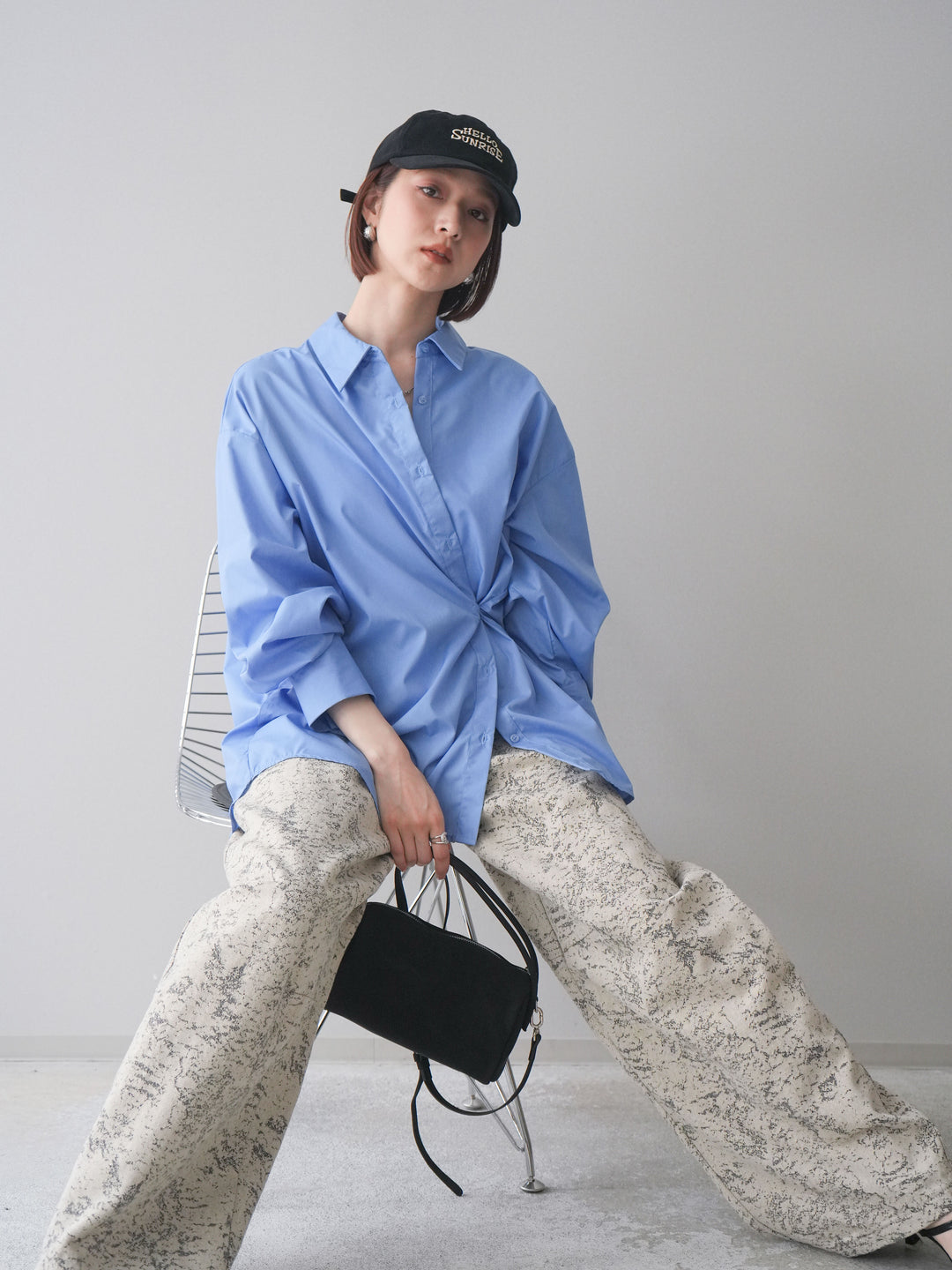 [予約]2wayベージックルーズシャツ/blue