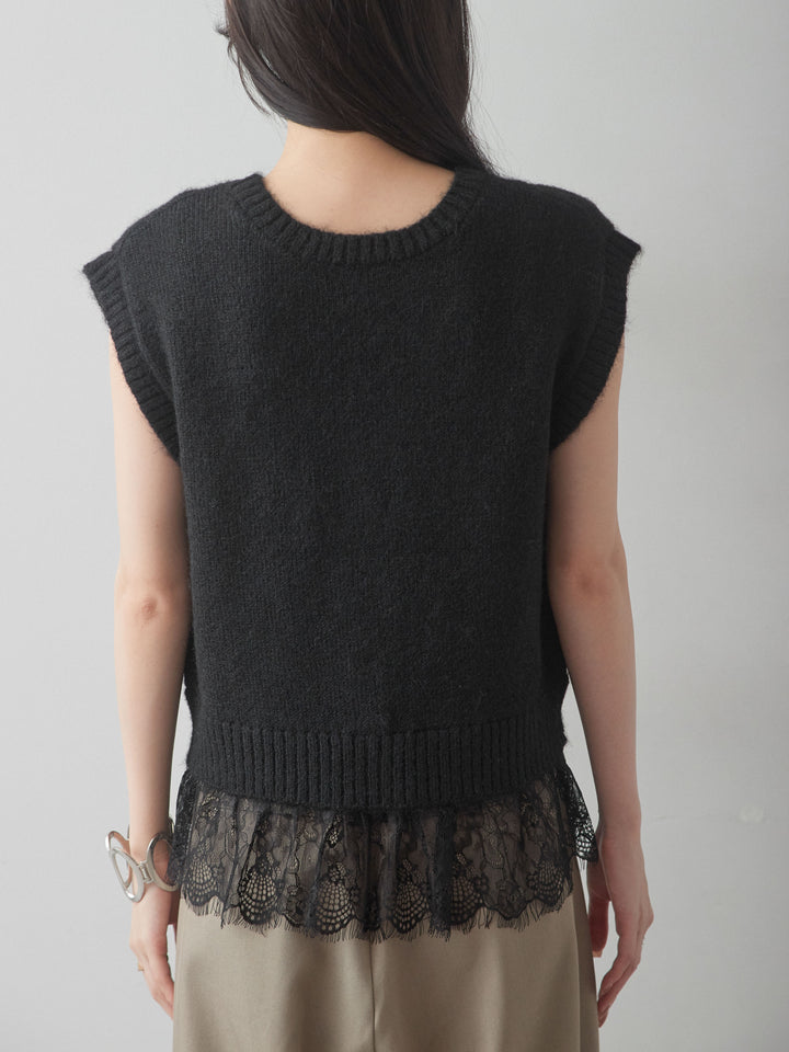 [予約]モヘアレースドッキングベスト/black