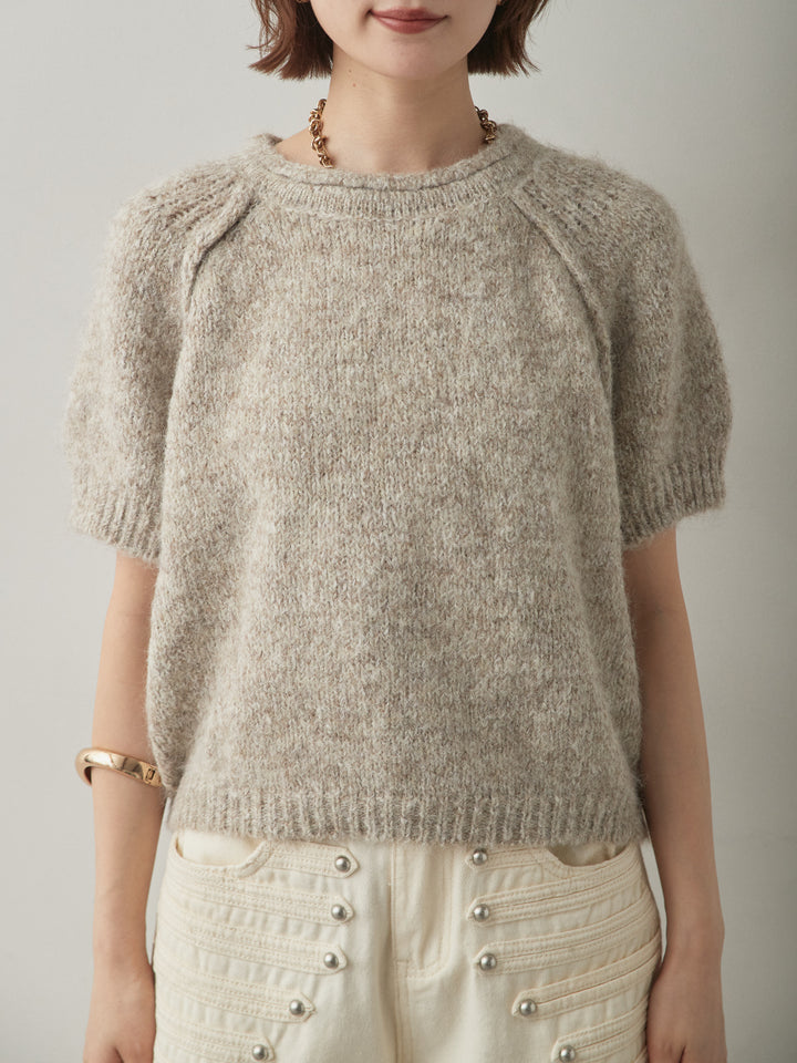 [予約]メランジショートニットトップス/beige