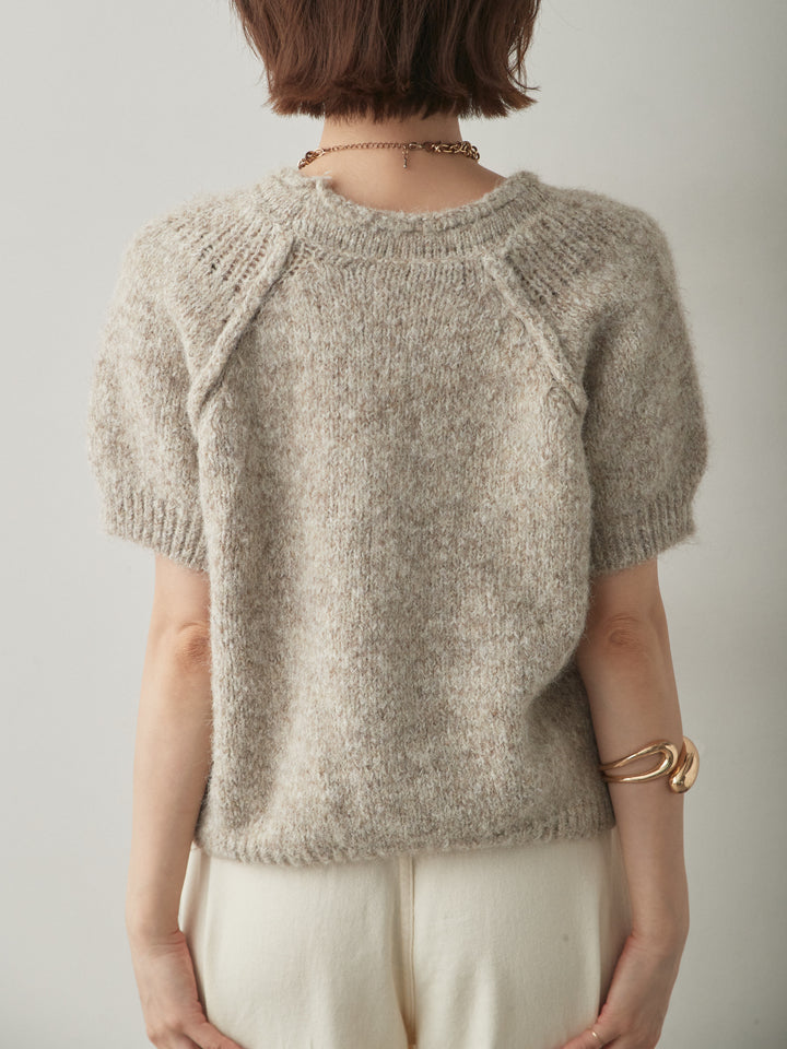 [予約]メランジショートニットトップス/beige