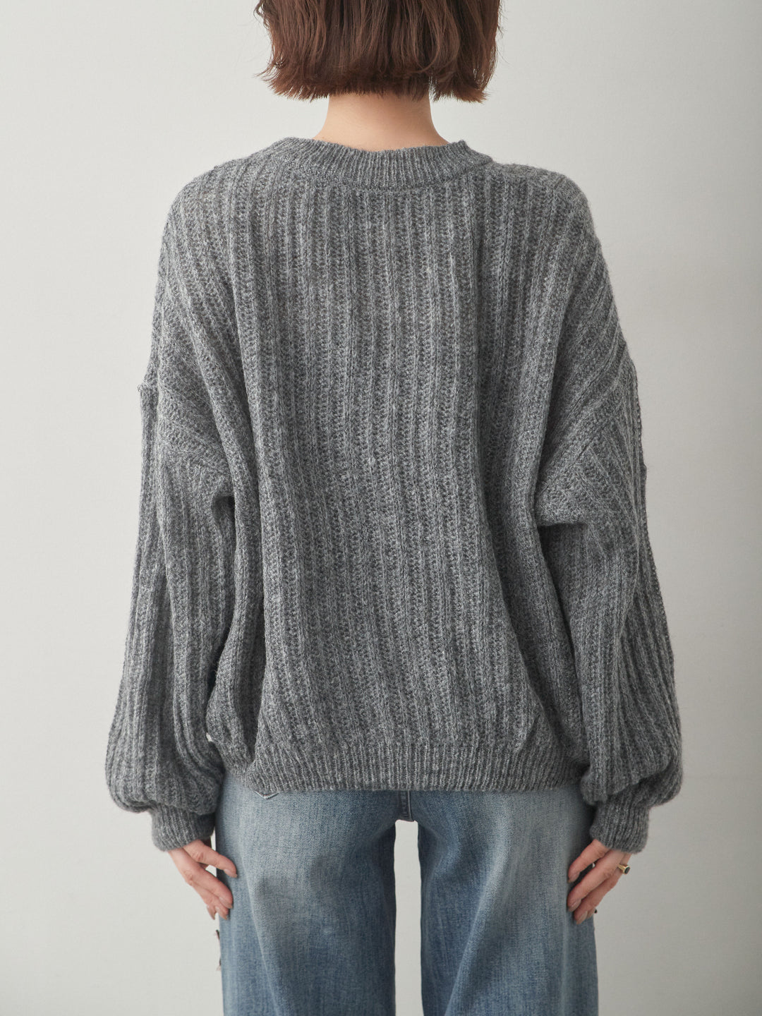 [予約]シアーリブドルマンニットトップス/darkgray