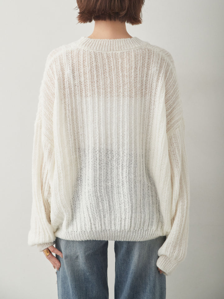 [予約]シアーリブドルマンニットトップス/white
