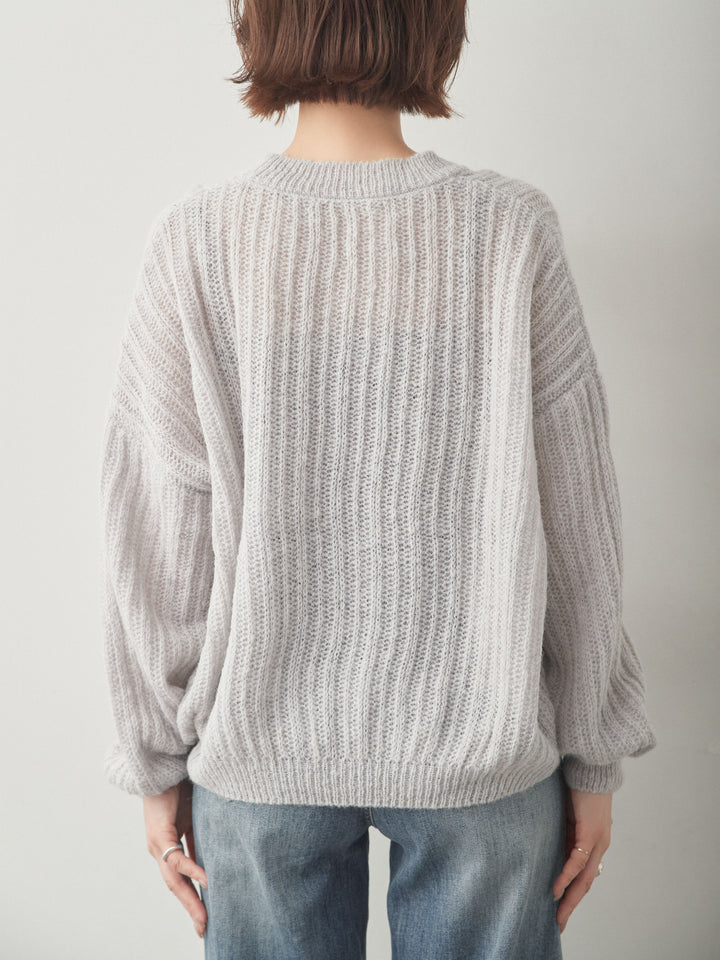[予約]シアーリブドルマンニットトップス/lightbeige