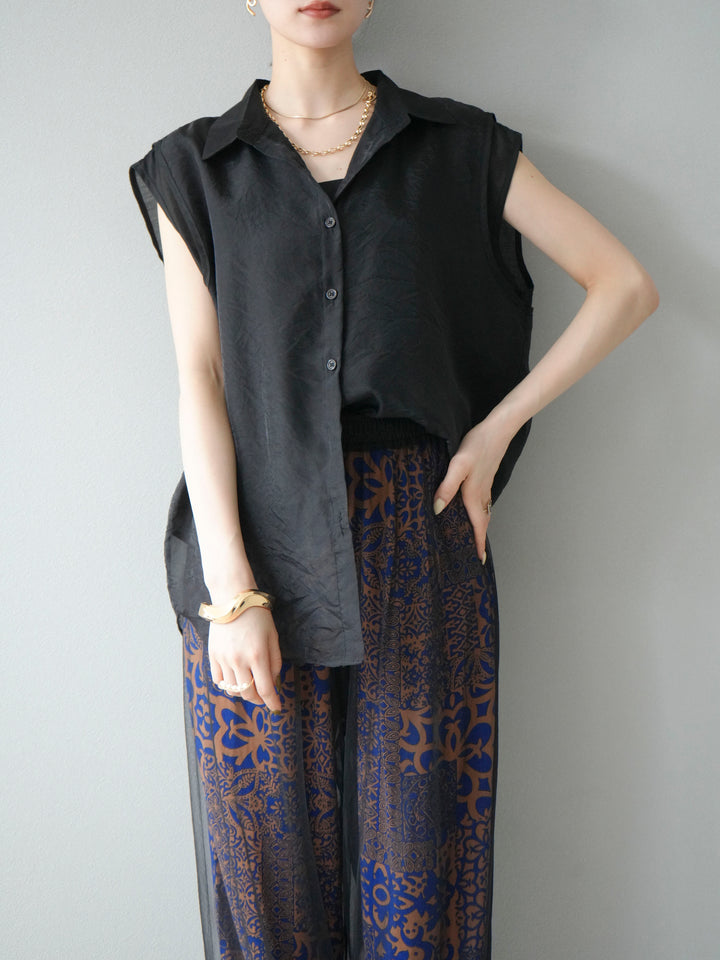 [SET] 硬紗層疊透視襯衫 + 硬紗層疊透視襯衫 (2set)