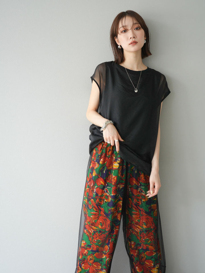 [予約]シアーレイヤードトップス/ブラック