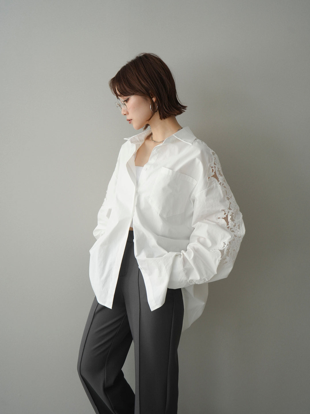 [SET]アームレースブロードシャツ+選べるアクセセット(2set)