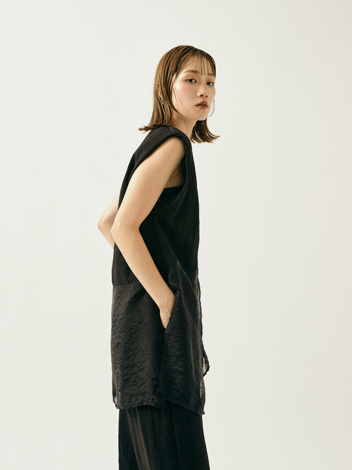 [SET]オーガンジーヘムブラウス＆ワイドパンツSET UP(2set)