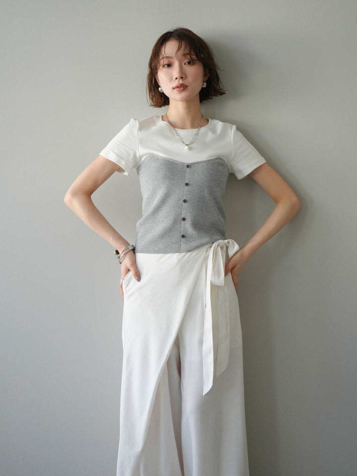 【套裝】抹胸式T卹+裹身式寬褲（兩件套）