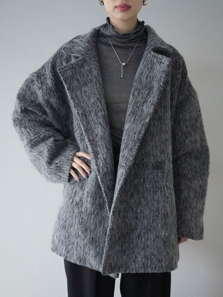 [Pre-order] Shaggy mid-length coat/charcoal