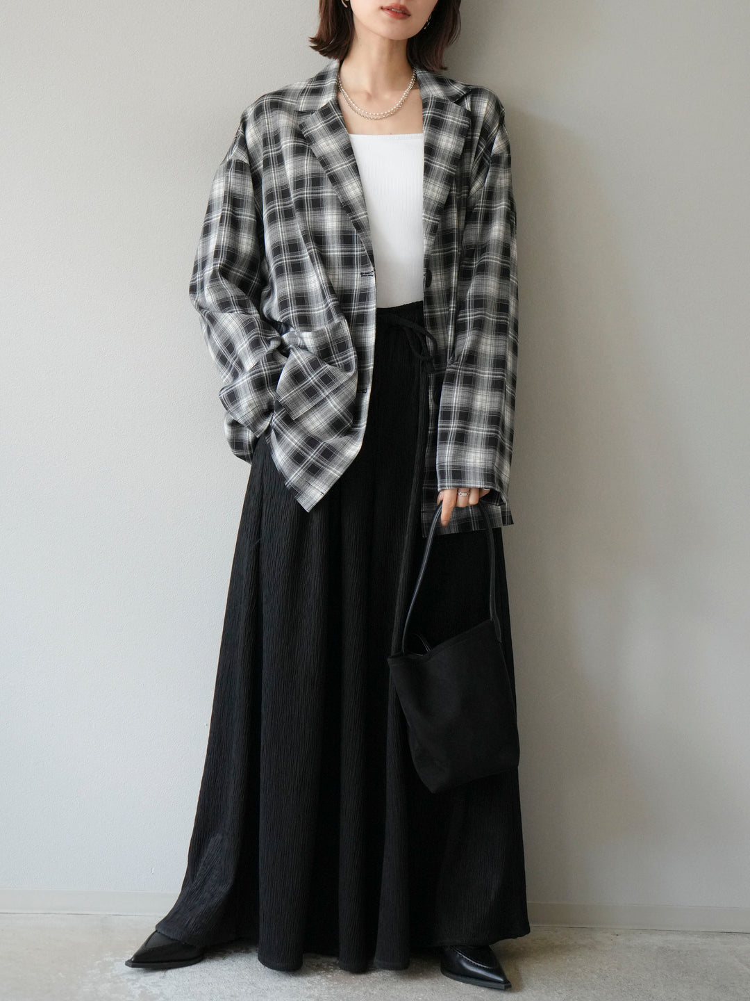 [予約]チェックシャツジャケット/ブラック