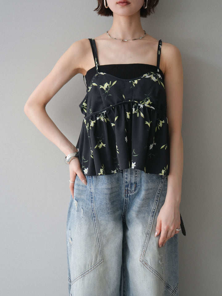 [SET]フラワープリントキャミソール+フラワープリントキャミソール(2set)