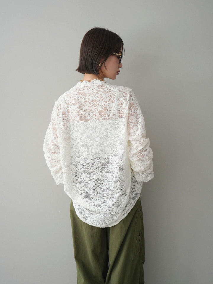 [SET]Vネックレースブラウス+選べるアクセセット(2set)