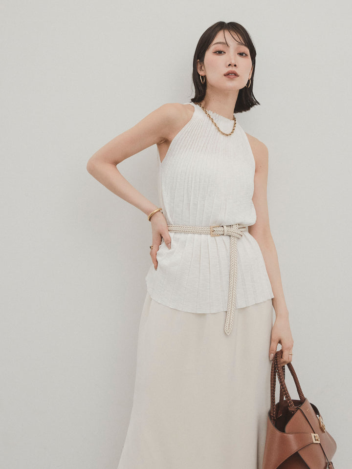 [予約]プリーツニットキャミソール/アイボリー