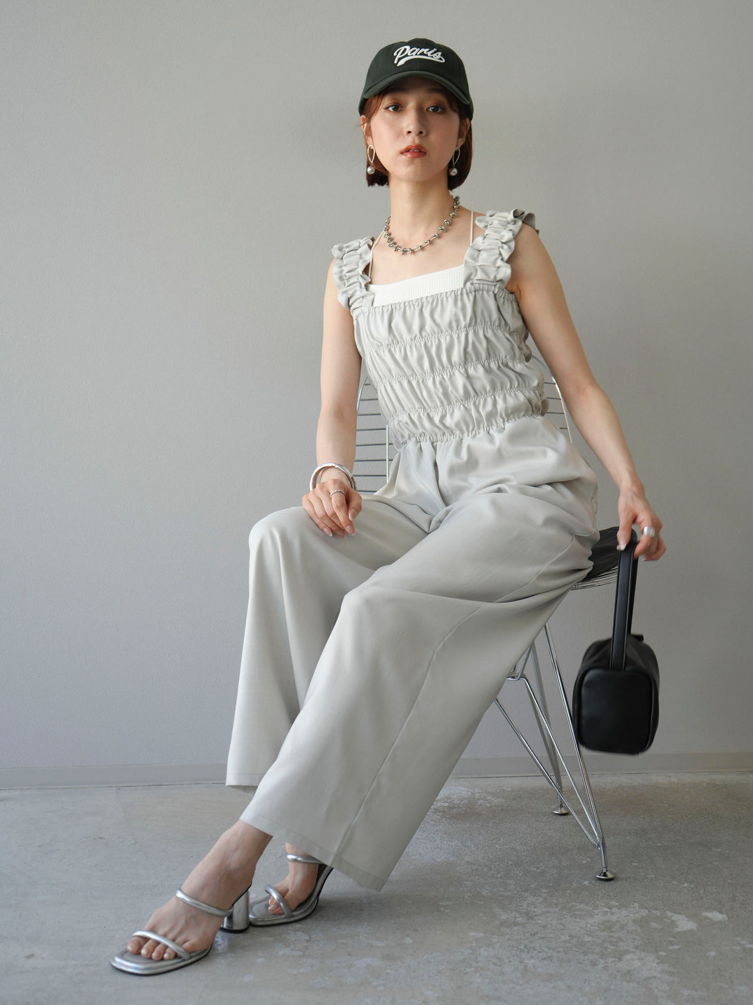 [予約]ヘザーエステルシャーリングサロペット/アイボリー