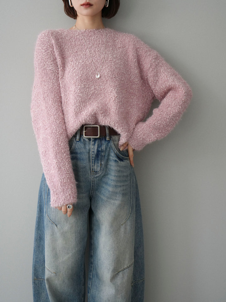 [SET]モールラメミックスヤーンニットプルオーバー+選べるアクセセット(2set)