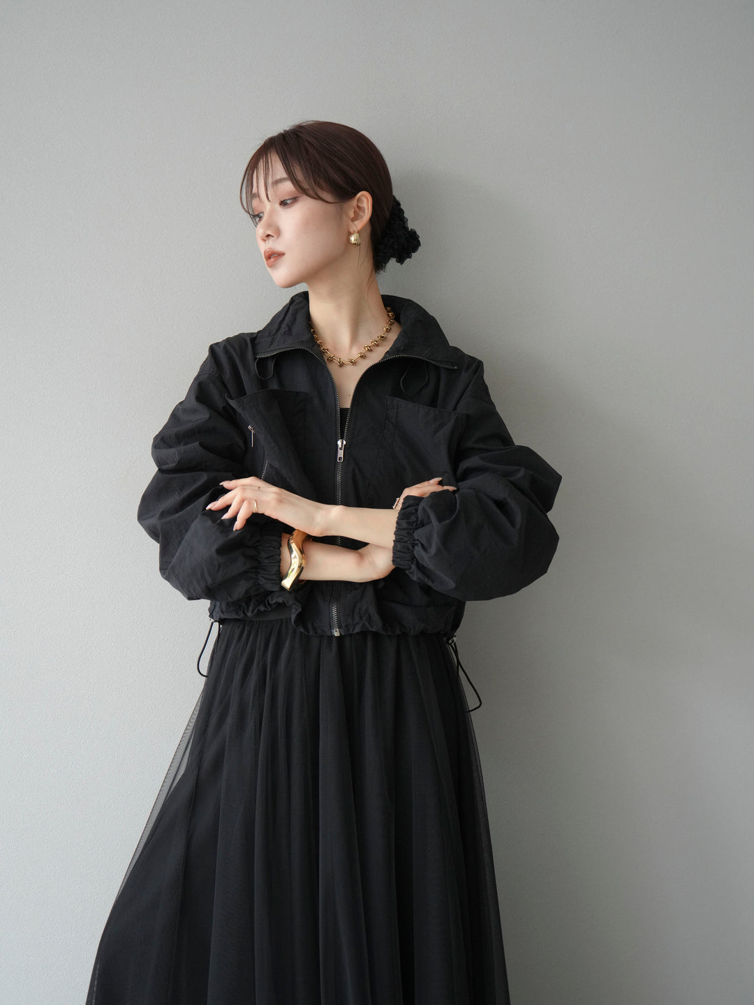 [予約]ポケットデザインショートブルゾン/ブラウン