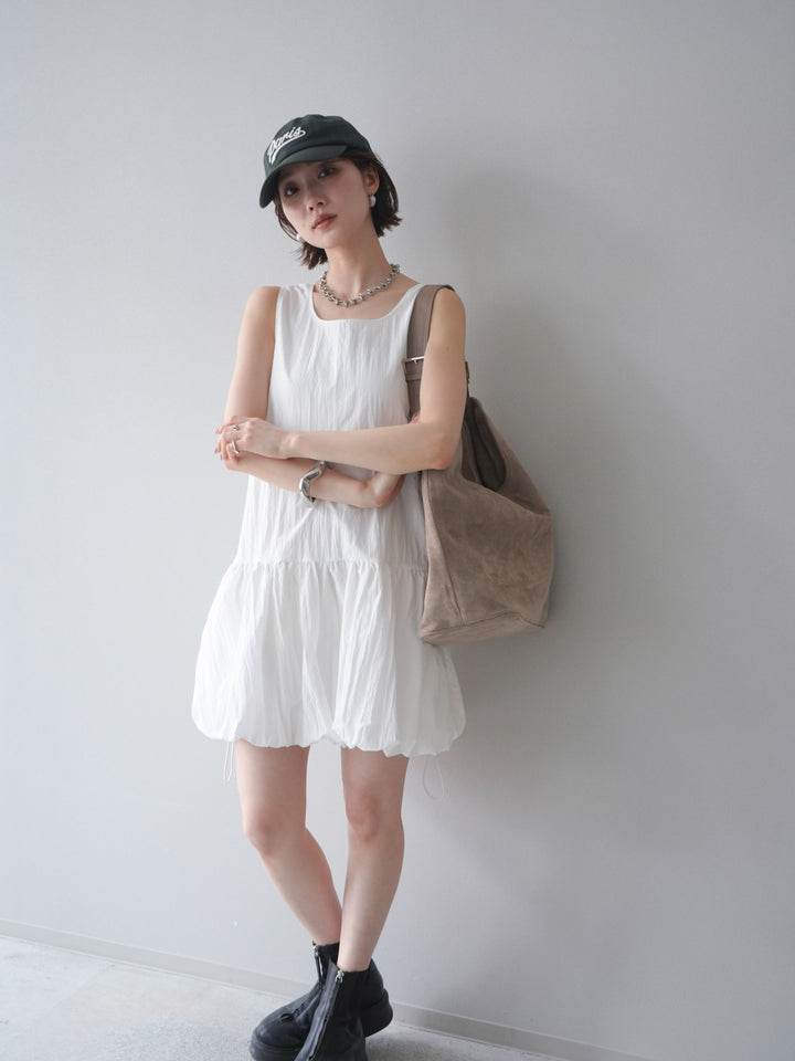 [予約]ドロストバルーンミニワンピース/white