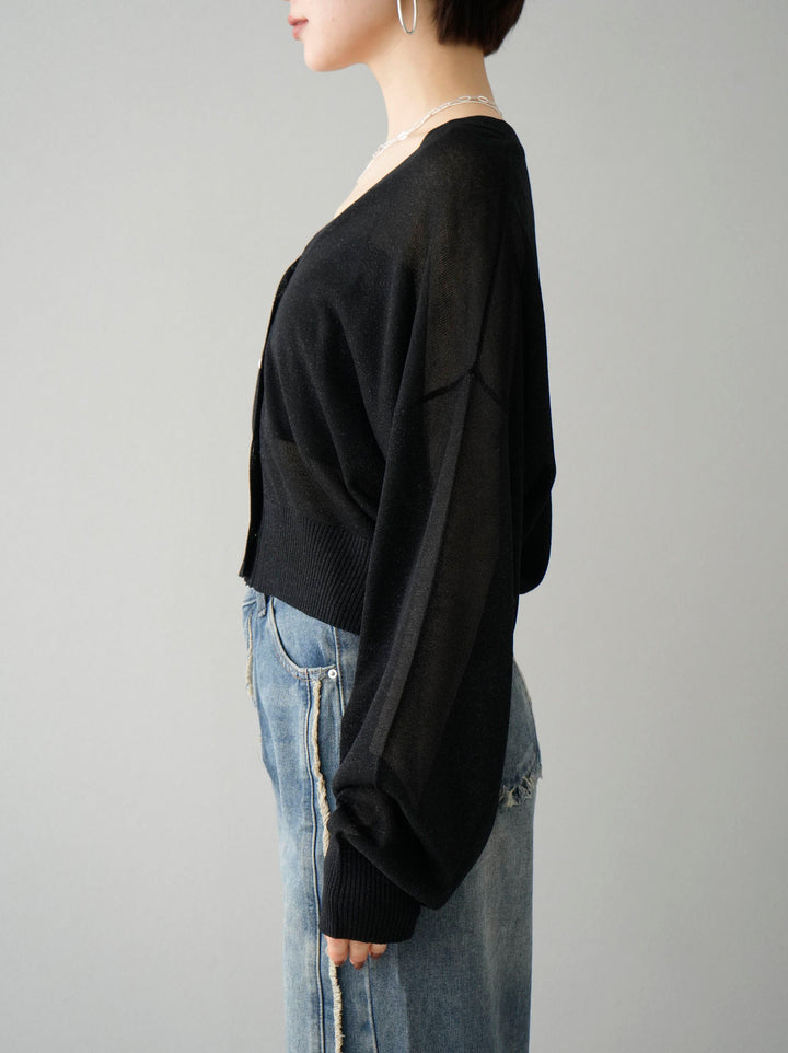 [Pre-order] Lame sheer knit cardigan/black