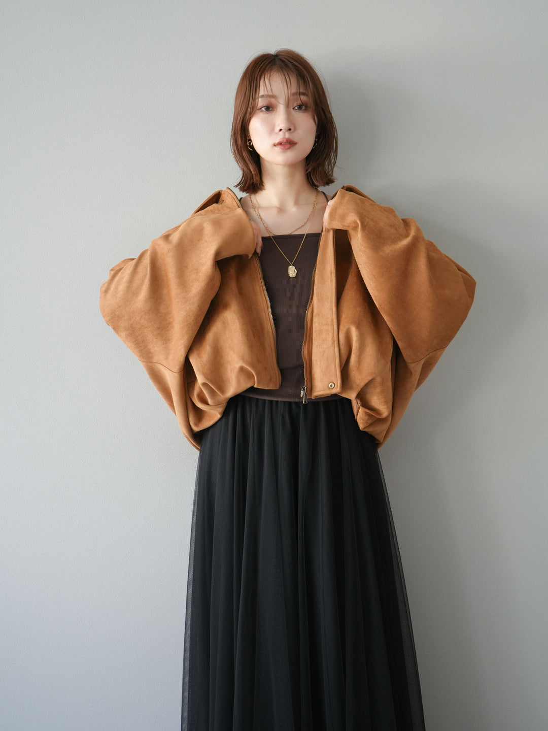 [予約]スウェードオーバーブルゾン/キャメル