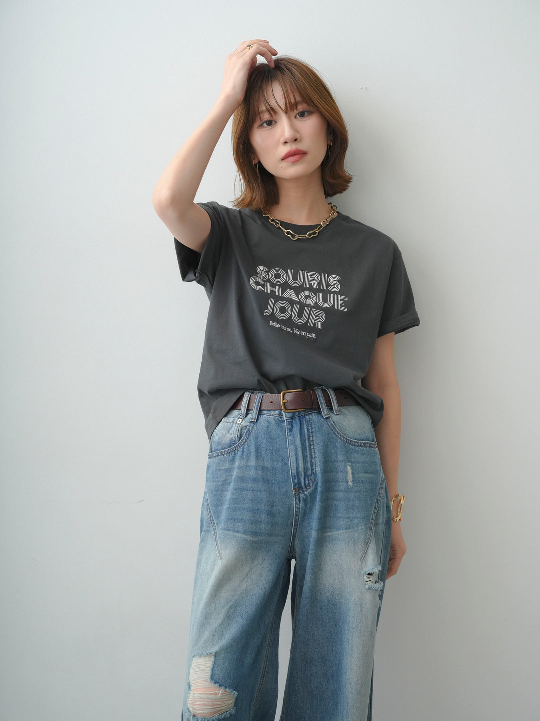 [予約]ロゴ刺繍TEE/sumikuro